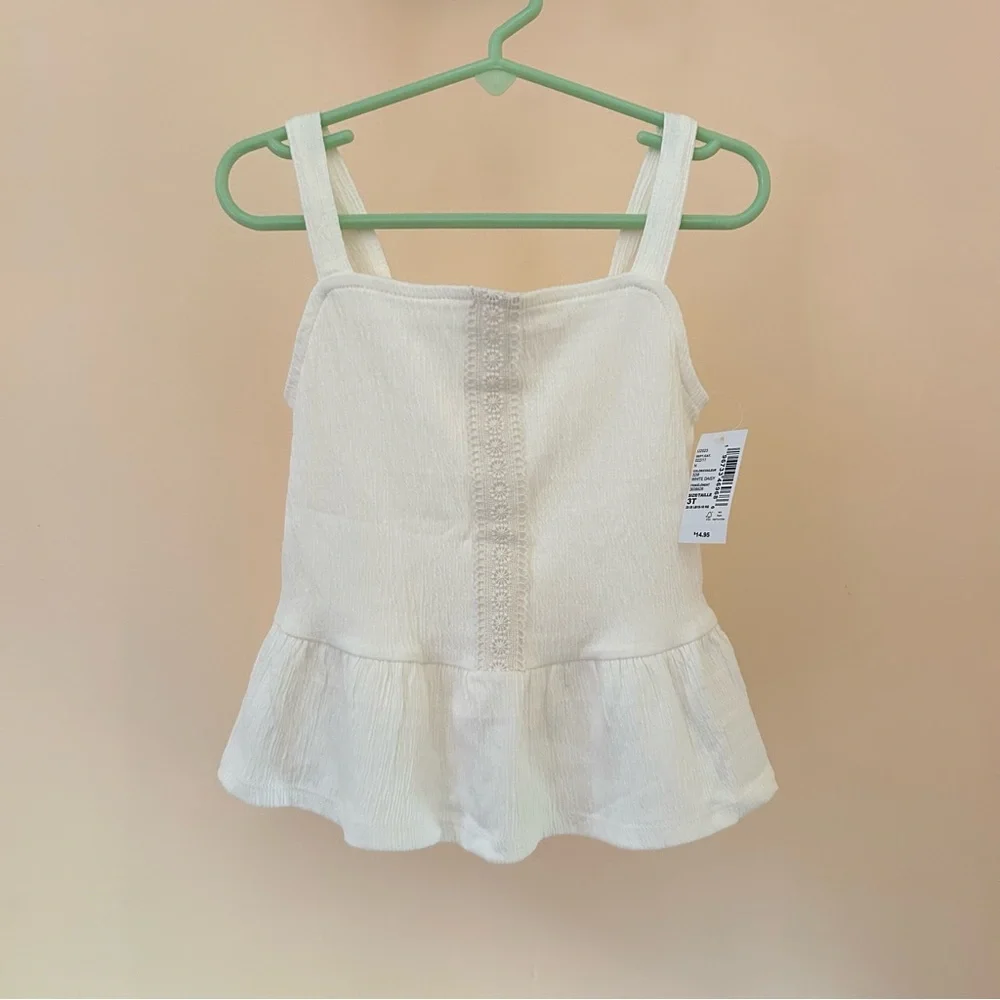 White Peplum Tank Top | Toddler Girl 3T | NWT | The Children’s Place